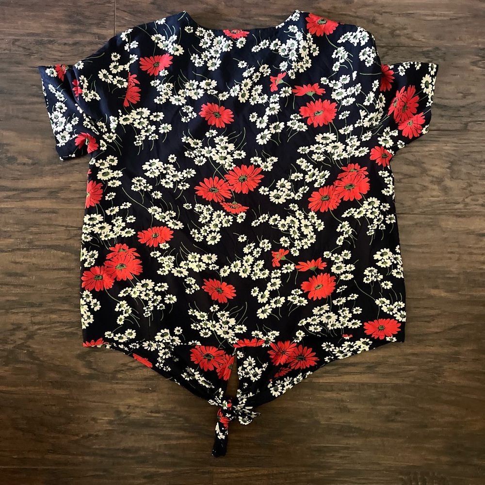 Madewell Hillside Daisy Tie Front Floral Short Sleeve Top Size M - Picture 5 of 8